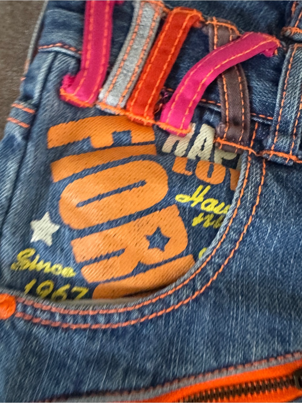 Rare Fiorucci J-SS 140 Y2K Harajuku Double Waist Graphic Jeans XXS XS - Picture 6 of 16
